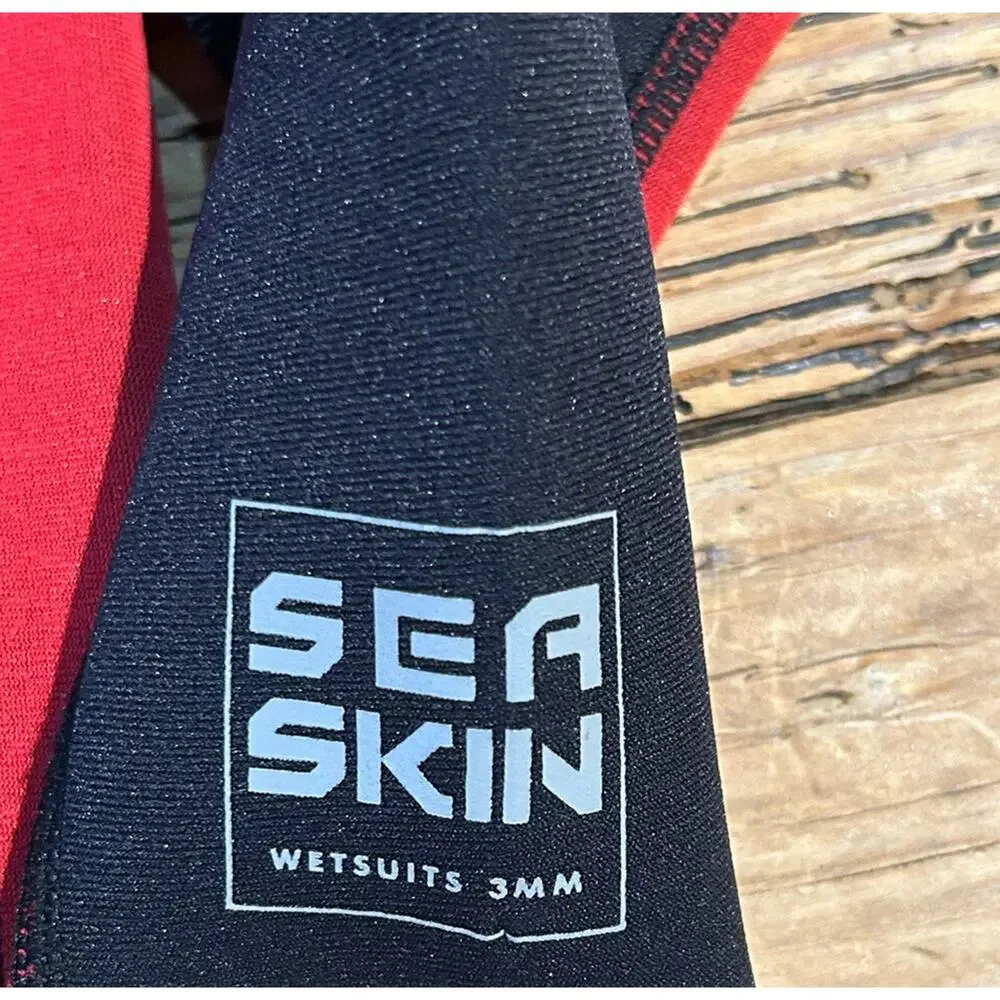 Sea Skin Wetsuit Youth Size 12 Red Black Full Body Zip 3MM Neoprene Scuba Gear